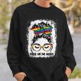 Womens Free Mom Hugs Messy Bun Lgbt Pride Rainbow V2 Sweatshirt Gifts for Him