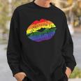 Womens Gay Kiss Rainbow Pride Flag Sexy Lips Proud Lgbt Q Ally Sweatshirt Gifts for Him