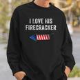 Womens I Love His Firecracker Matching Couple 4Th Of July Wife Gf Sweatshirt Gifts for Him