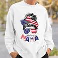 4Th Of July American Mama Messy Bun Mom Life Patriotic Mom Sweatshirt Gifts for Him