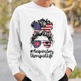4Th Of July Respiratory Therapist Messy Bun Hair Nurse Funny Sweatshirt Gifts for Him
