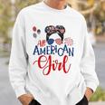 All American Girl 4Th Of July Messy Bun Sunglasses Usa Flag Sweatshirt Gifts for Him