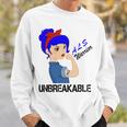 Als Warrior Strong Women Blue Ribbon Amyotrophic Lateral Sclerosis Support Als Awareness Sweatshirt Gifts for Him