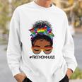 Black Women Free Mom Hugs Messy Bun Lgbtq Lgbt Pride Month Sweatshirt Gifts for Him