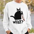 Cat What Murderous Black Cat With Knife Sweatshirt Gifts for Him