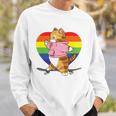 Cute Orange Tabby Cat Skateboarder Rainbow Heart Skater Sweatshirt Gifts for Him