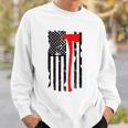 Distressed Patriot Axe Thin Red Line American Flag Sweatshirt Gifts for Him