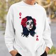 Halloween Sugar Skull With Red Floral Halloween Gift By Mesa Cute Sweatshirt Gifts for Him