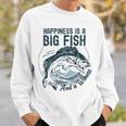 Happiness Is A Big Fish And A Witness Fisherman Dad Blue Sweatshirt Gifts for Him