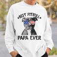 Mens Best Pitbull Papa Ever Dog Dad American Flag 4Th Of July Sweatshirt Gifts for Him
