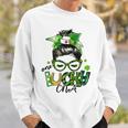 One Lucky Cna Messy Bun Shamrocks St Patricks Day Sweatshirt Gifts for Him