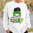 One Lucky Grammy Life Messy Bun St Patricks Day Irish Sweatshirt Gifts for Him