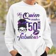 This Queen Makes 50 Look Fabulous 50Th Birthday Messy Bun Sweatshirt Gifts for Him