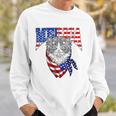 Womens Merica Cat Happy 4Th Of July American Flag Great Family Gift V-Neck Sweatshirt Gifts for Him