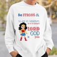 Womens Superhero Christian Be Strong And Courageous Joshua 19 Gift Sweatshirt Gifts for Him