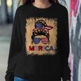 4Th Of July Merica Sunglasses Classy Mom Life Messy Bun Sweatshirt Gifts for Her
