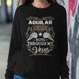 Aguilar Name Gift Aguilar Blood Runs Throuh My Veins Sweatshirt Gifts for Her