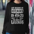 December 1923 Birthday Life Begins In December 1923 Sweatshirt Gifts for Her
