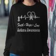 Faith Hope Love Asthma Awareness Heartbeat Christian Cross Grey Ribbon Asthma Asthma Awareness Sweatshirt Gifts for Her