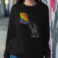 Howling Wolf Rainbow Watercolor Whimsical Animal Sweatshirt Gifts for Her