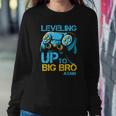 Leveling Up To Big Bro Again Gaming Lovers Vintage Sweatshirt Gifts for Her