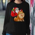 Matching Family Funny Santa Riding Pomeranian Dog Christmas T-Shirt Sweatshirt Gifts for Her