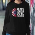 Peace Love Freedom America Usa Flag Sunflower Sweatshirt Gifts for Her