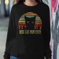 Womens Best Cat Mom Ever Vintage Eighties Style Design Cat Mommy Sweatshirt Gifts for Her