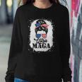 Womens Funny Ultra Maga Messy Bun Great Ultra Maga King Bleached Sweatshirt Gifts for Her