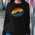Womens Gay Kiss Rainbow Pride Flag Sexy Lips Proud Lgbt Q Ally Sweatshirt Gifts for Her