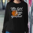 Womens This Girl Runs On Jesus And Basketball Christian Gift Sweatshirt Gifts for Her