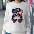 4Th Of July American Flag Patriotic Daughter Messy Bun Usa Sweatshirt Gifts for Her