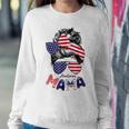 4Th Of July American Mama Messy Bun Mom Life Patriotic Mom Sweatshirt Gifts for Her