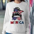 4Th Of July Merica Sunglasses Classy Mom Life Messy Bun Sweatshirt Gifts for Her