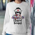 All American Nurse Messy Buns 4Th Of July Physical Therapist Sweatshirt Gifts for Her