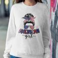 American Girl Messy Bun 4Th Of July Mom Usa Women Sweatshirt Gifts for Her