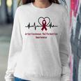 Arteriovenous Malformation Awareness Heartbeat Burgundy Ribbon Arteriovenous Malformation Support Arteriovenous Malformation Awareness Sweatshirt Gifts for Her