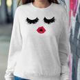 Black Eyelashes Red Lips Mother Day Gift Birthday Holiday Christmas Sweatshirt Gifts for Her