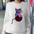 Cute Cat Gift For Kitten Lovers Colorful Art Kitty Adoption Sweatshirt Gifts for Her