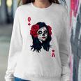 Halloween Sugar Skull With Red Floral Halloween Gift By Mesa Cute Sweatshirt Gifts for Her