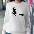 Halloween Young Scary Witch On Broom Pattern Sweatshirt Gifts for Her