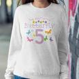 Kids 5Th Fifth Birthday Party Cake Little Butterfly Flower Fairy Sweatshirt Gifts for Her