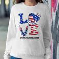 Love Healthcare Worker 4Th Of July American Flag Patriotic Sweatshirt Gifts for Her
