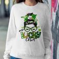 One Lucky Cna Messy Bun Shamrocks St Patricks Day Sweatshirt Gifts for Her