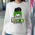 One Lucky Grammy Life Messy Bun St Patricks Day Irish Sweatshirt Gifts for Her