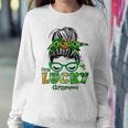 One Lucky Grammy Messy Bun Leopard St Patricks Day Sweatshirt Gifts for Her