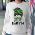 One Lucky Grammy Messy Bun Lucky Shamrock St Patricks Day Sweatshirt Gifts for Her