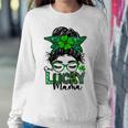 One Lucky Mama Messy Bun Shamrock St Patricks Day Sweatshirt Gifts for Her