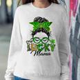 One Lucky Mama St Patricks Day Irish Shamrock Messy Bun Mom Sweatshirt Gifts for Her