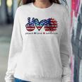 Peace Love America Flag Sunflower 4Th Of July Memorial Day Sweatshirt Gifts for Her